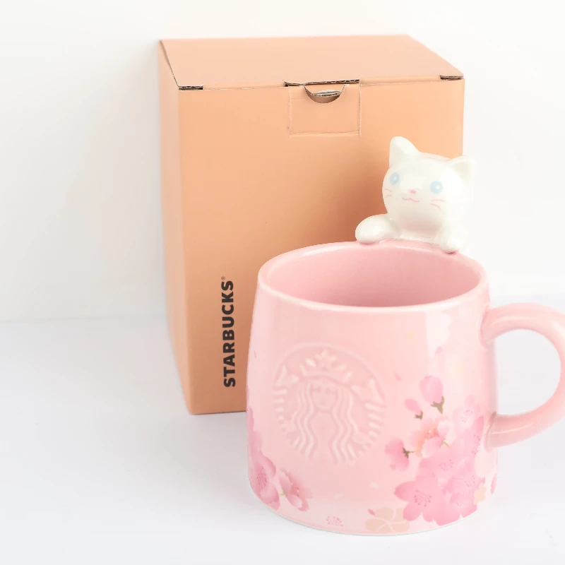 طقم كوب وصحن ستاربكس ساكورا بلو تيت بسيراميك وردي...