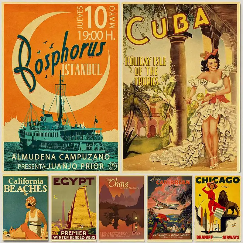 

Lot Style Choose Retro Travel CUBA Travel Print Art Canvas Poster For Living Room Decor Home Wall Picture