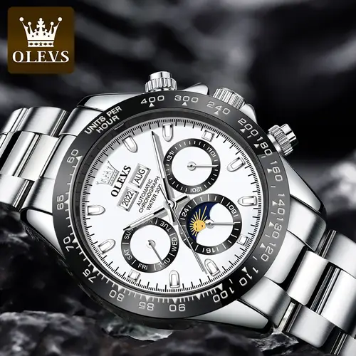 OLEVS 6654 Luxury Mens Watch Chronograph Automatic Mechanical Wristwatch Waterproof Luminous Top Brand Watch for Man Date Sport - Image 3