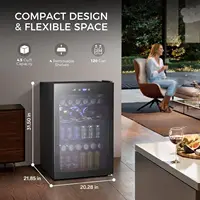 4.5 Cu.ft Beverage Refrigerator and Cooler, 145 Can Mini Fridge Glass Door,Digital Temperature Display for Soda, Beer or 2