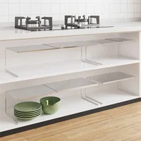 ห้องครัวตู้เฟอร์นิเจอร์Rack Storage Unitสําหรับห้องน้ําภายใต้อ่างล้างจานปรับความสูงฉัตรชั้นวางของอุปกรณ์เสริม 5