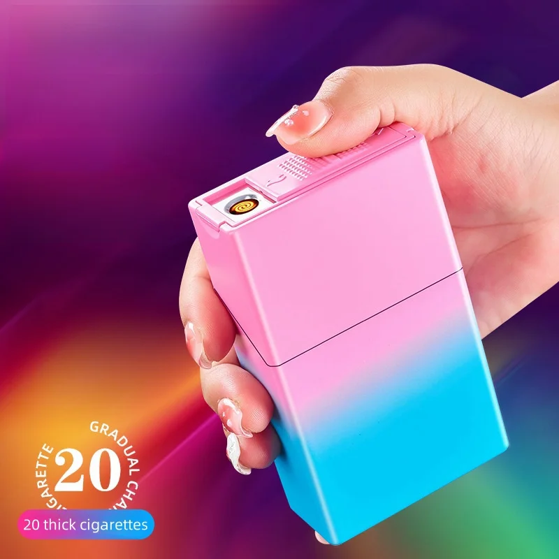

Gradient Color Cigarette Case Lighter Integrated Windproof Charging Cigarette Lighter Portable Pressure-Proof And Moisture-Proof