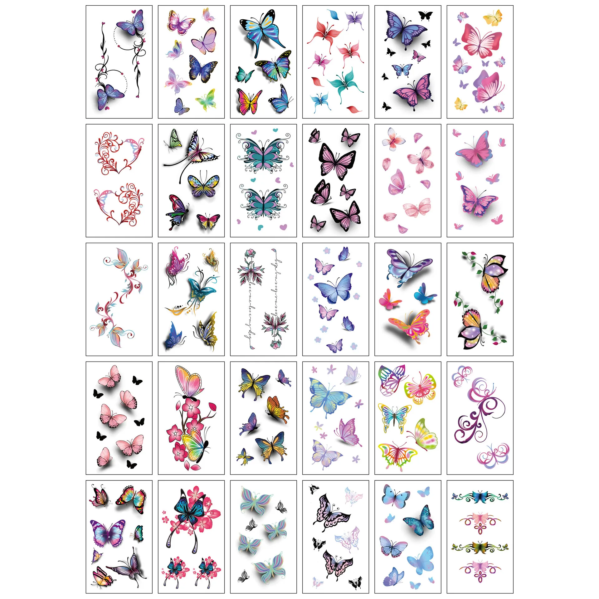 30Pcs Black and White Flower Tattoo Stickers Butterfly Rose Cartoon Small Fresh Temporary Tattoo Stickers Waterproof Cover Scar. 4