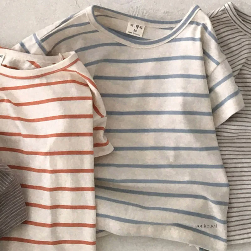 Baby Boy Stripe Shirt Summer Casual Short Bat Sleeve Kids Shirt for Boys Clothing Children Girls Sports Cotton Tops cotton t shirt