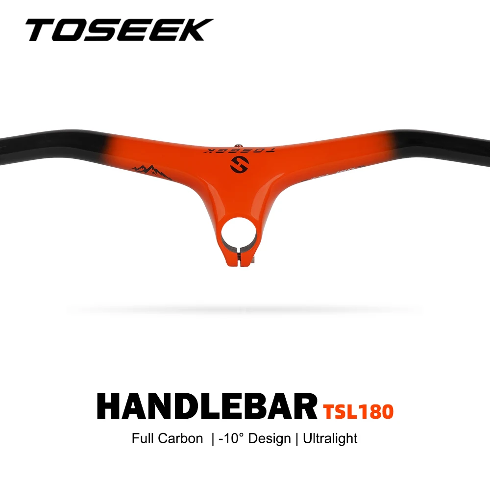 

TOSEEK TSL180 Mtb Handlebars And Stem -10Degree Carbon Integrated Handlebar 260g Width780-70/80/90/100/110mm For Mountain Bike