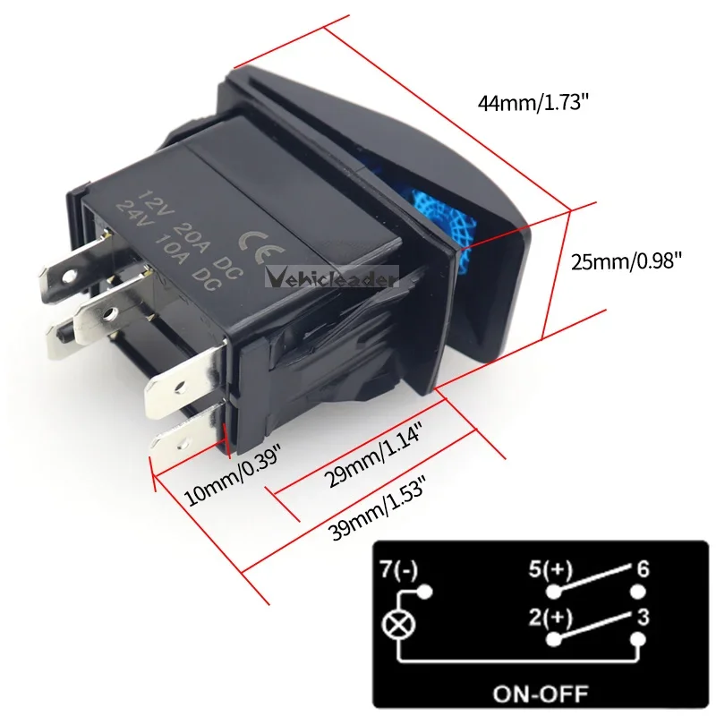 30 Amp Rocker Switch30a Waterproof Rocker Switch With Dual Led - 12v/24v  For Car, Boat, Rv