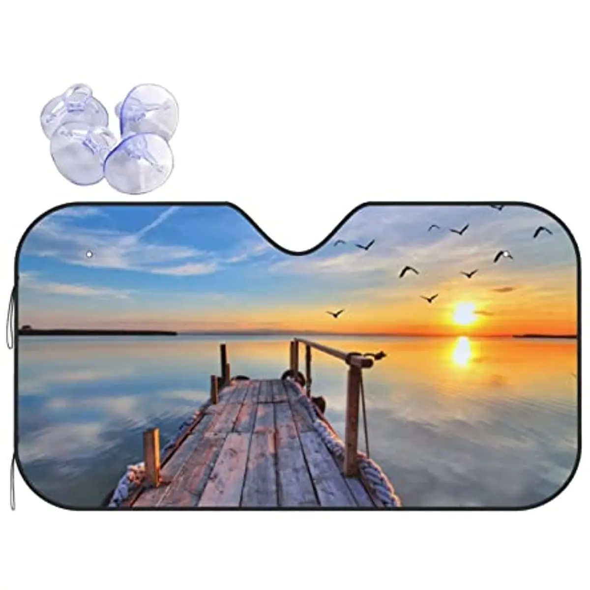 

Flying by The Lake Summer Windshield Sunshade for Car Truck & SFolding Car Sun Shade for Front Window Auto Sun Visor Heat Protec