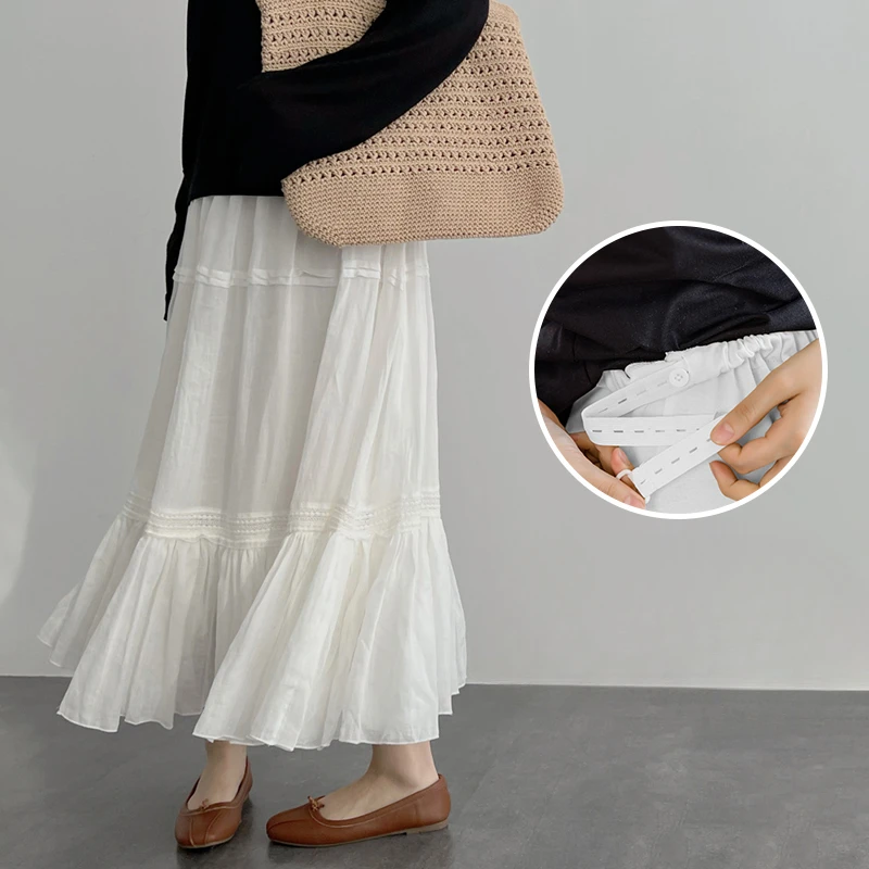 Good Quality Korean Style Maternity Cake Skirts Adjustable Waist Pregnant Woman Umbrella Skirts Long Loose Pregnancy Long Skirt