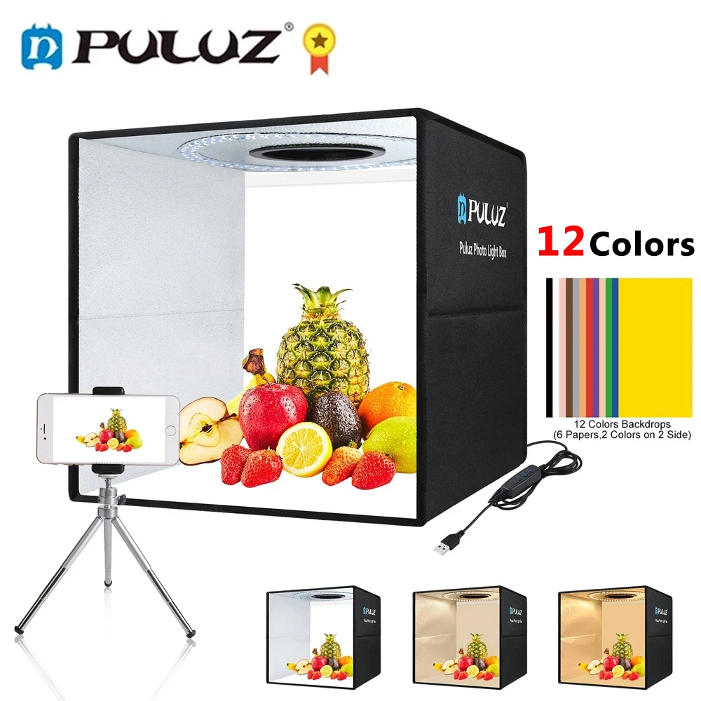 PULUZ Photo Studio Light Box 30/40CM,Portable Lightbox For Photography,Photo Studio Shooting Tent Box Kit 6/12 Colors Background