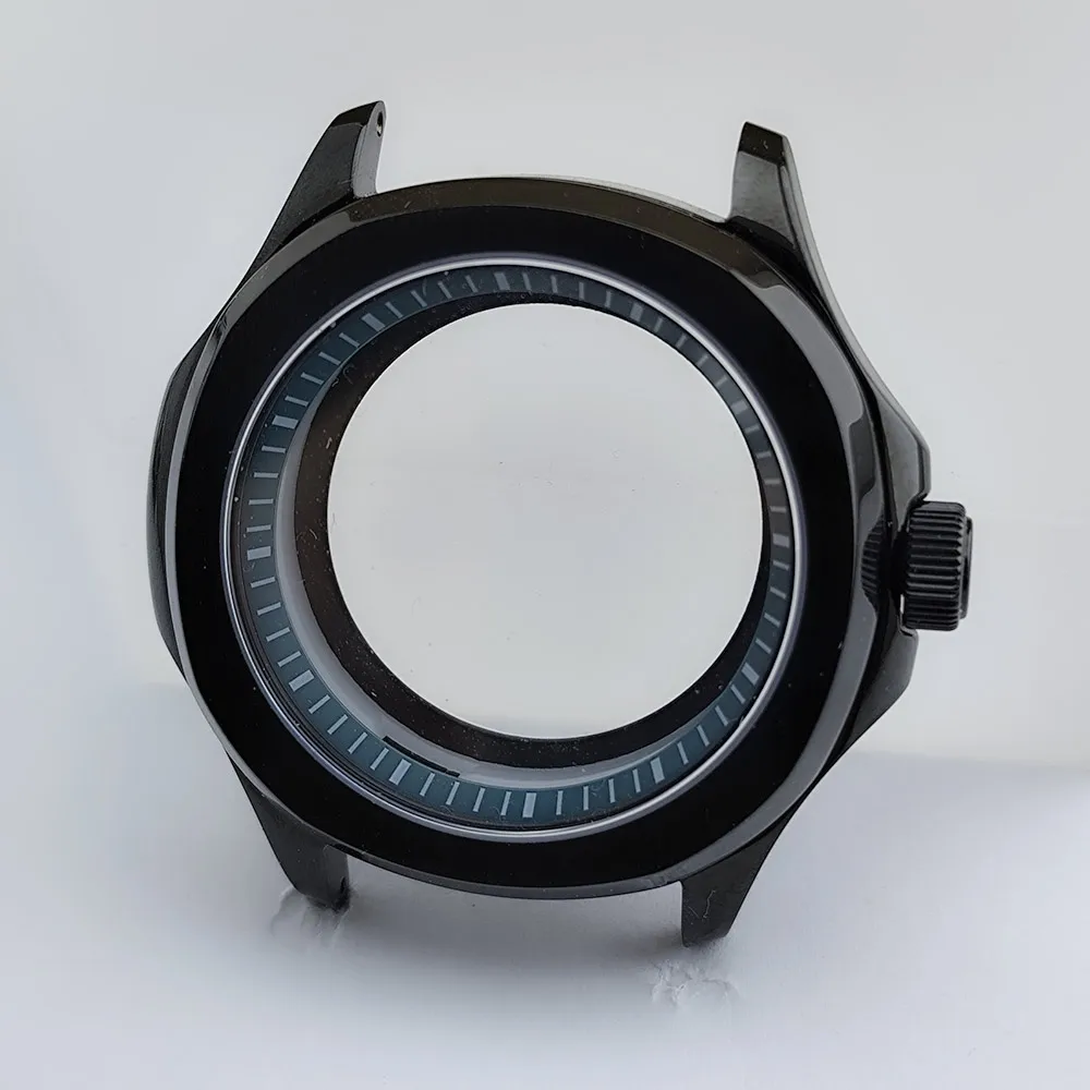 Black Steel Watch Case with Sapphire Glass and Chapter Ring, 39.5mm