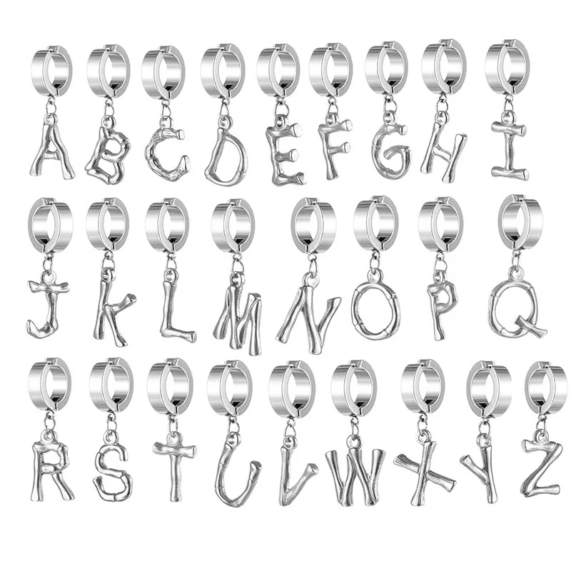 

1 Pce Fashion Titanium Steel Letter Ear Clip Earrings For Men Women Stainless Steel Punk Single Earring Fake Earrings Jewelry