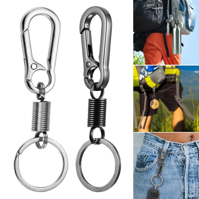 maycom Retro Style Simple Strong Carabiner Shape Keychain Key Chain Ring  Keyring Keyfob Key Holder (Black)