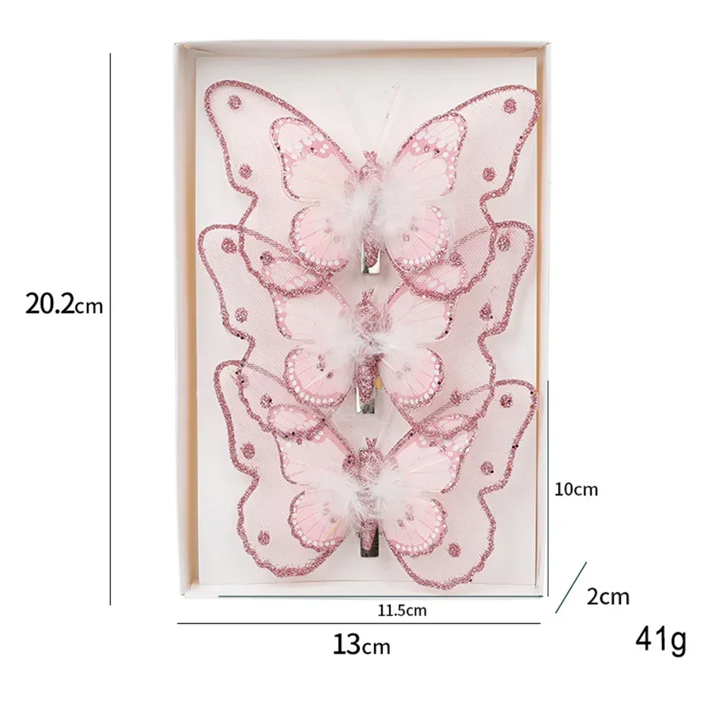 thumbnail image 1 of piezas de adorno navideño de mariposa con purpurina y clip para árbol de Navidad, decoración de corona de bricolaje para regalos de Año Nuevo 2024, Navidad, 1 of 5