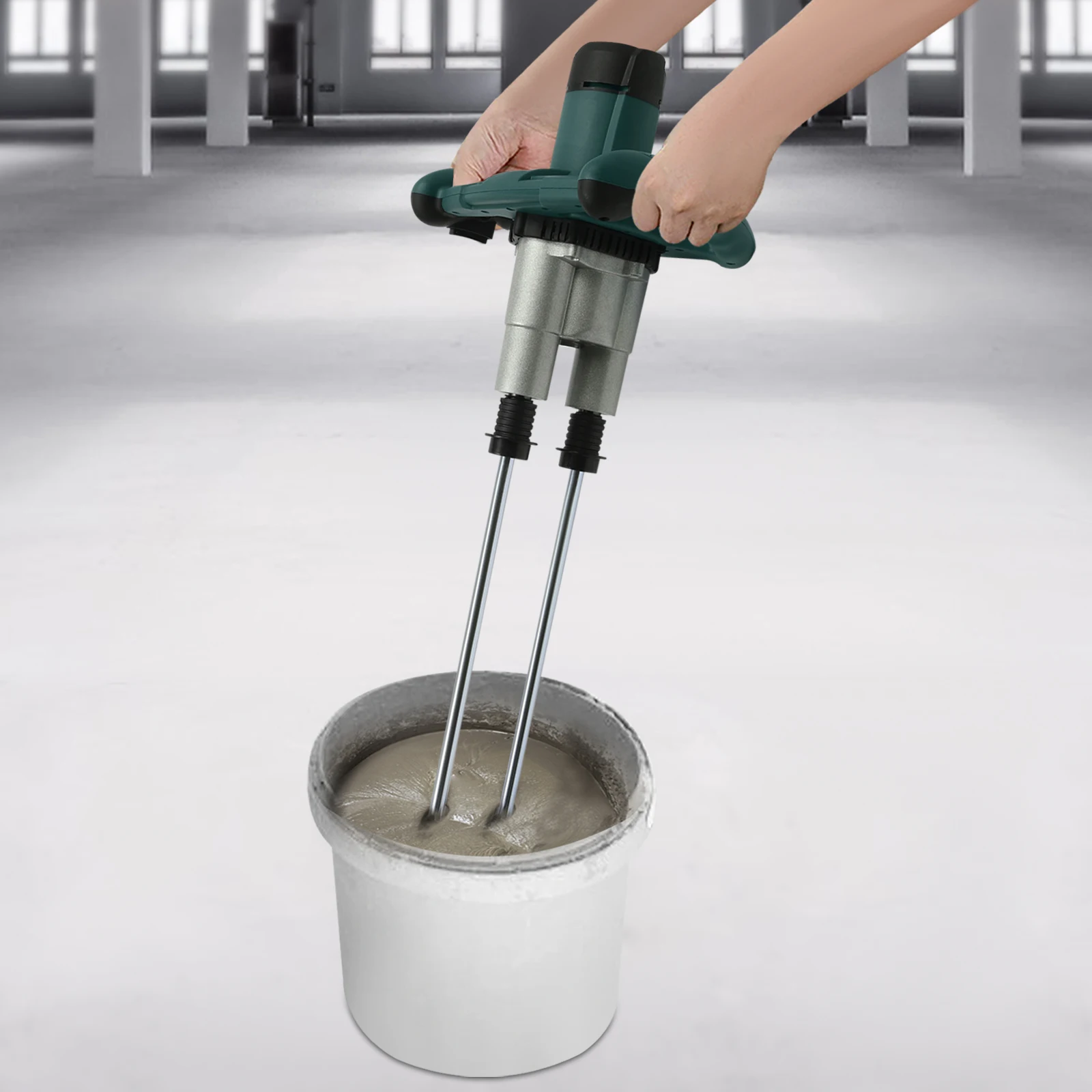 

2 Paddle Cement Mixer Mortar Stirrer Concrete Paint Mortar Hand Mixer 6 Speeds Optional 2800W