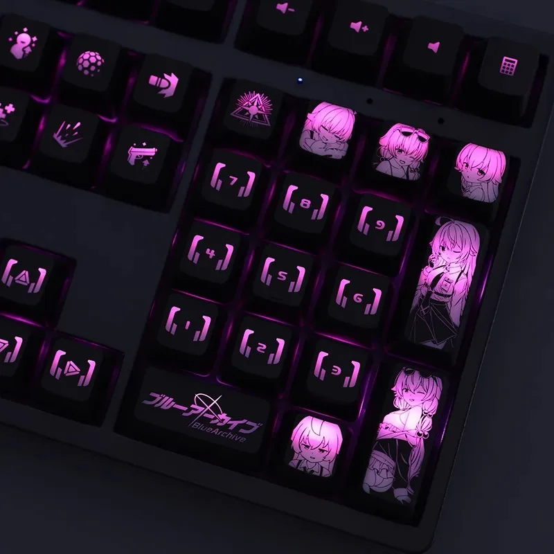 Teclado Retroiluminado Keycaps para Logitech G610 g Pro x Razer Blackwidow Huntsman Corsair K70 K100 Conjunto Arquivo Azul Hospital Takanasi - Imagem 2