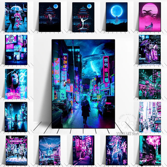 Cyberpunk Cartoon Anime Personagens Imagens 80s Retro Art Home Wall Decor  Para Sala Living Canvas Pintura Impressão Posters Presente - AliExpress