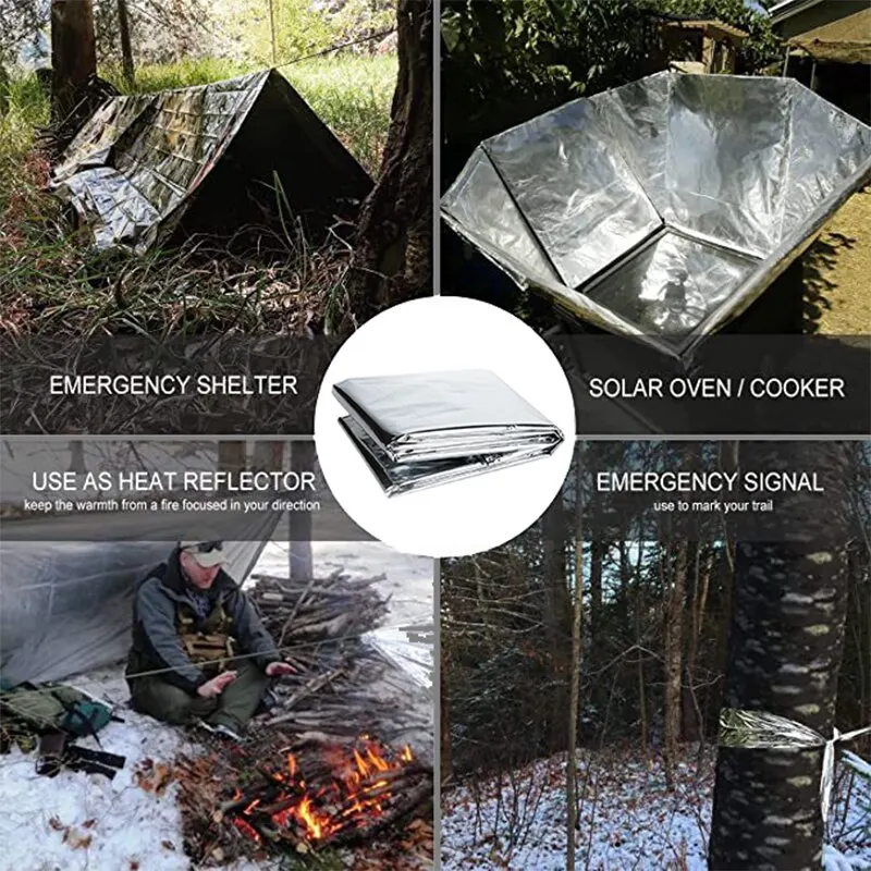 First Aid Blanket EW Portable Small Outdoor Camping Supplies First Aid Blanket Emergency Survival Blanket Insulation Sunscreen