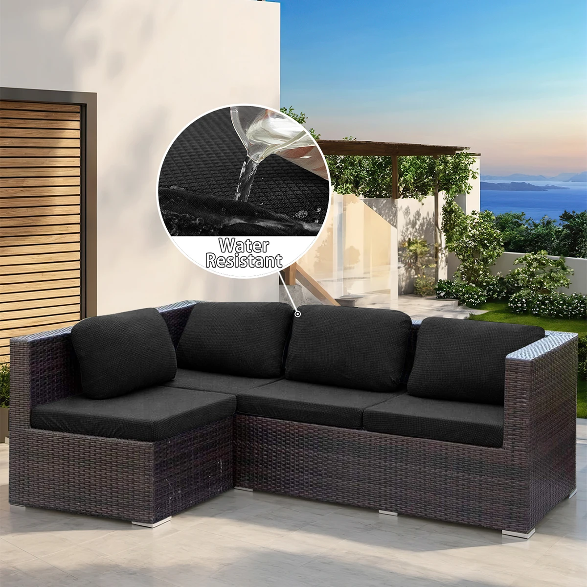 Stretch Sofa Cushion Cover Patio Waterproof Jacquard Sofa Seat Furniture Protector Slipcover with Elastic Bottom For Living Room 2