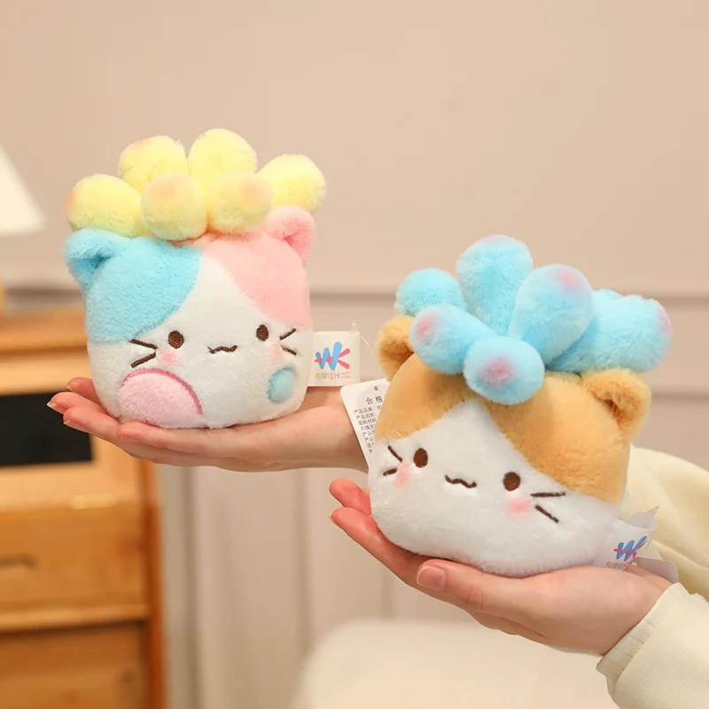 15CM 고양이 모양 화분형 봉제 다육식물 장난감 부드러운 홈데코 인형 창의적인 화분형 사무실 장식품
