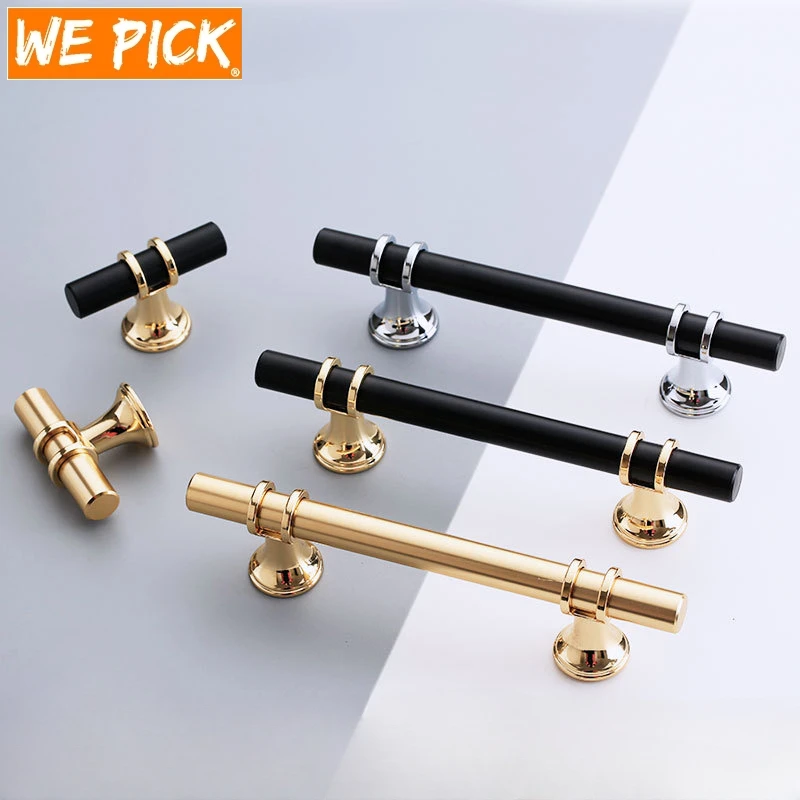 

WEPICK 1PC Gold Furniture Handle Cabinet Knob Handle Drawer Knobs Cupboard Pulls Kitchen Handle Pull Black Handle for Furniture