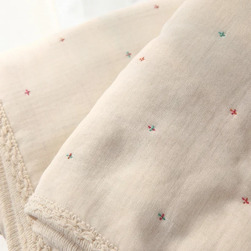 90x110cm Retro Cotton Quilt Baby Blanket Bohemian Japanese Children Air-conditioning Newborn Plain Bedclothes