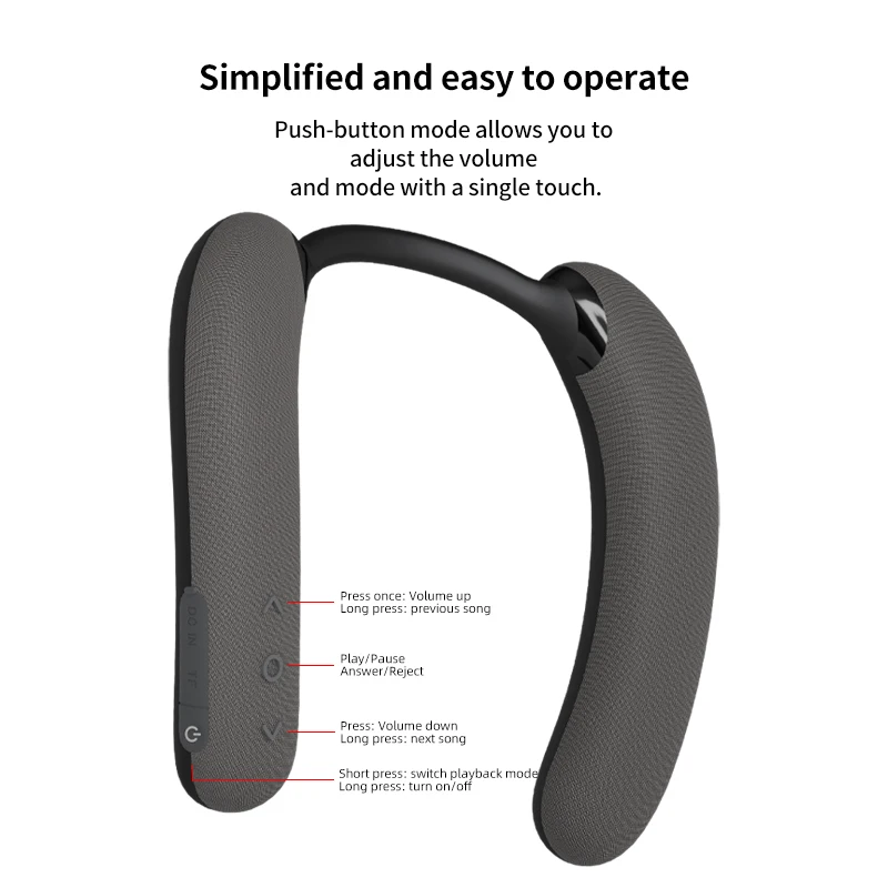 EBS-911 Neckband Speaker Bluetooth 5.4 Wearable Wireless Stereo Music Box TF Card Slot Type C Waterproof Ipx5