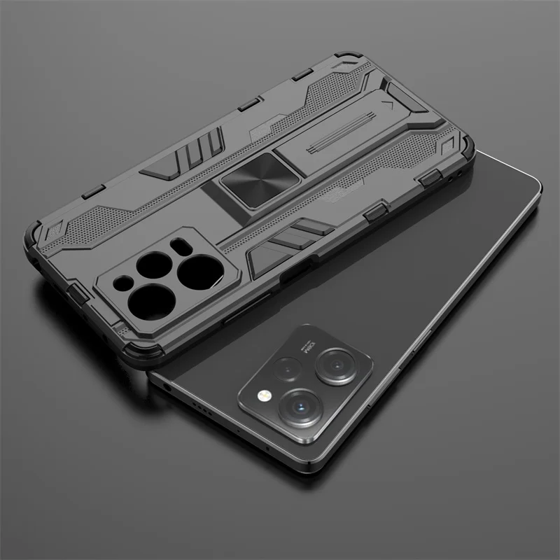 Shockproof Armor Phone Case with Car Magnetic Holder and Stand Back Cover