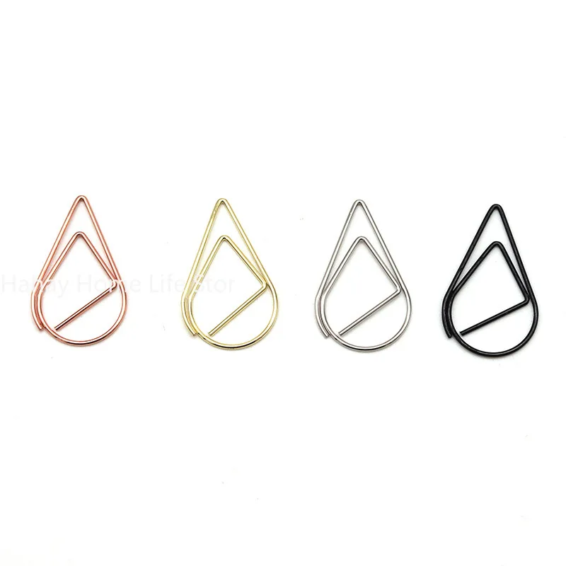 Minimalist Metal Drop-shaped Paper Clips, Colorful European-style Office Supplies, Student Document Clips, Exam File Folders