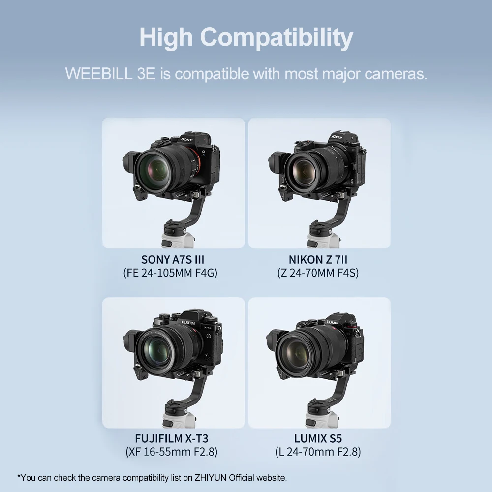 ZHIYUN CINEPEER WEEBILL 3E 3 축 짐벌 카메라 안정기, DSLR 미러리스 카메라용, 리모컨 사진