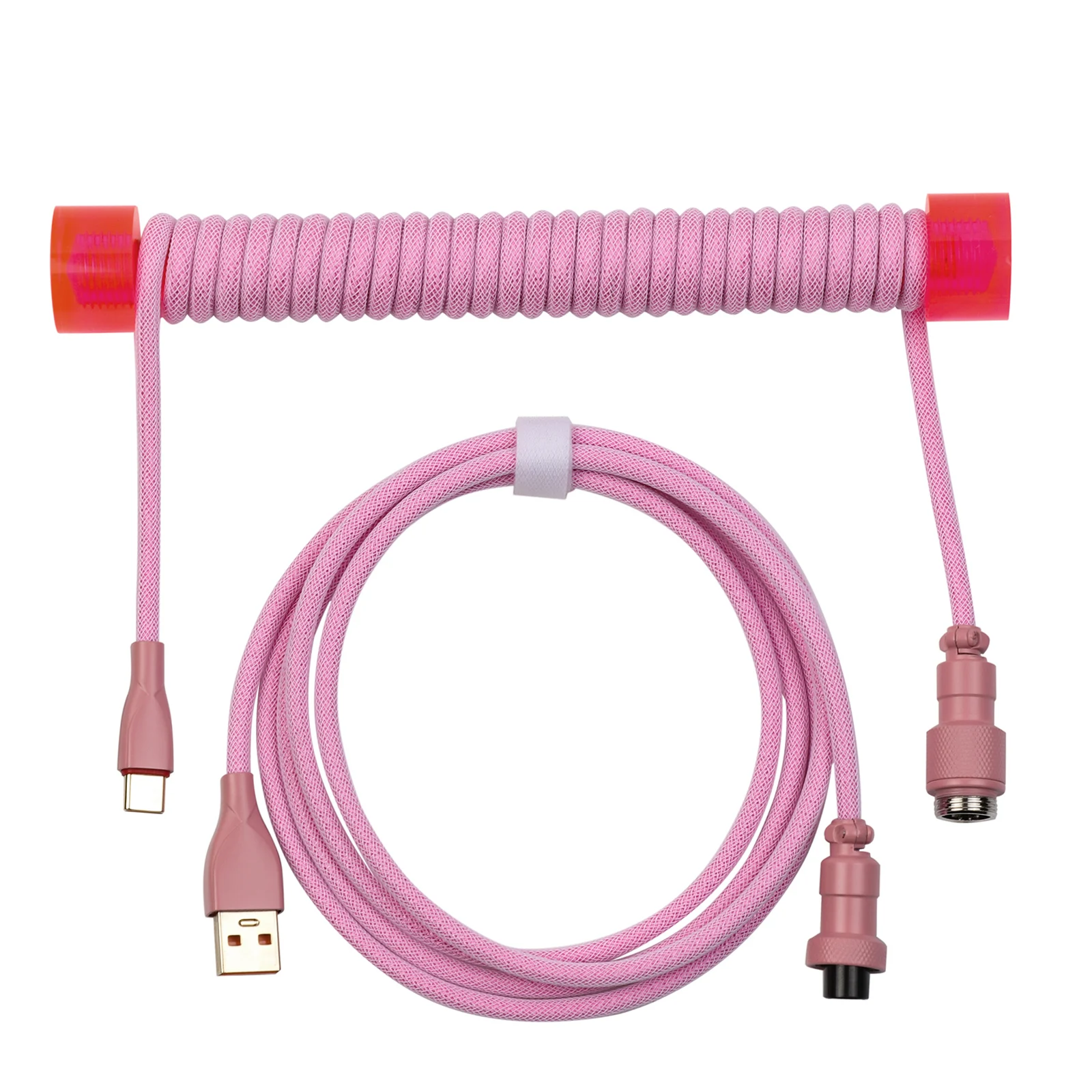 EPOMAKER Mix SE Coiled USB C Cable 1.5m Double Sleeved Cable for Mechanical Keyboard with Detachable 4-Pin Aviator Connector