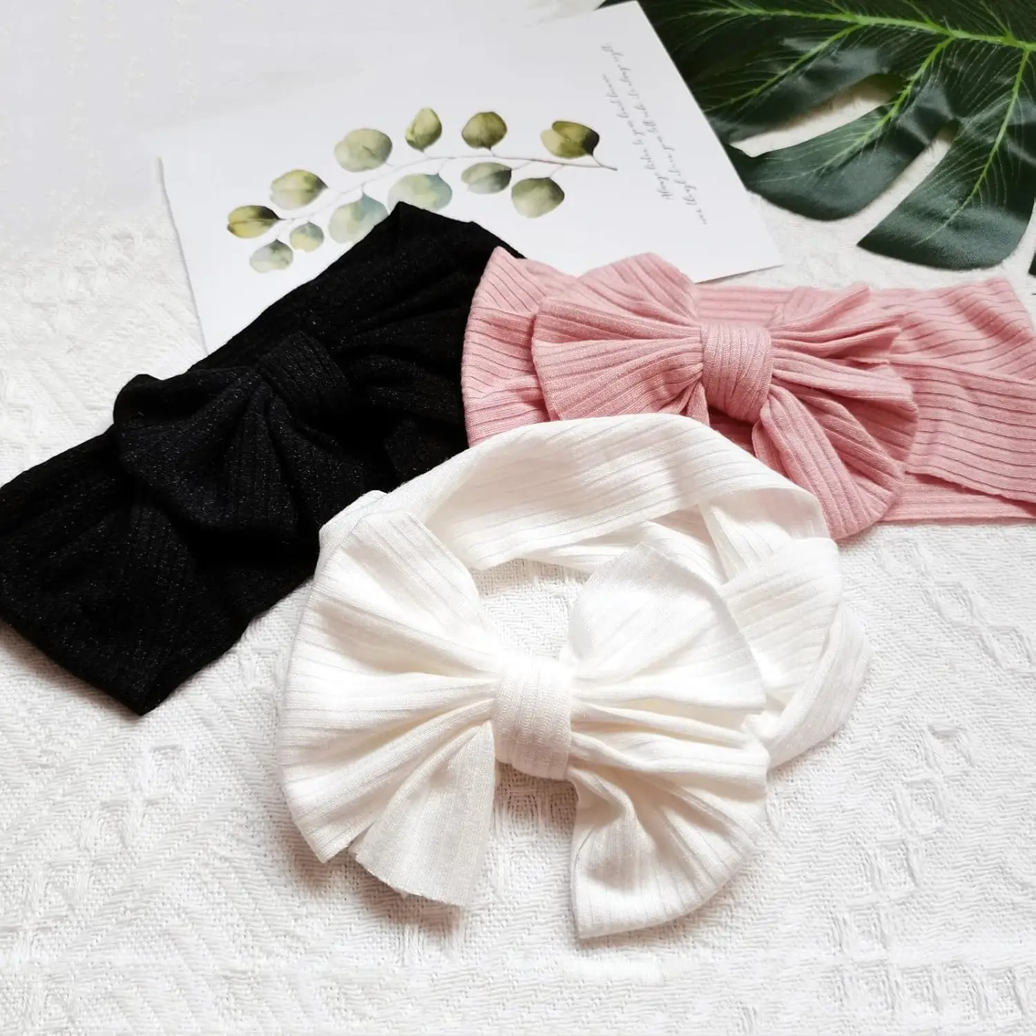 Baby Headband Nylon Headbands Bowknot Ribbed Hairbands For Hair Accessories