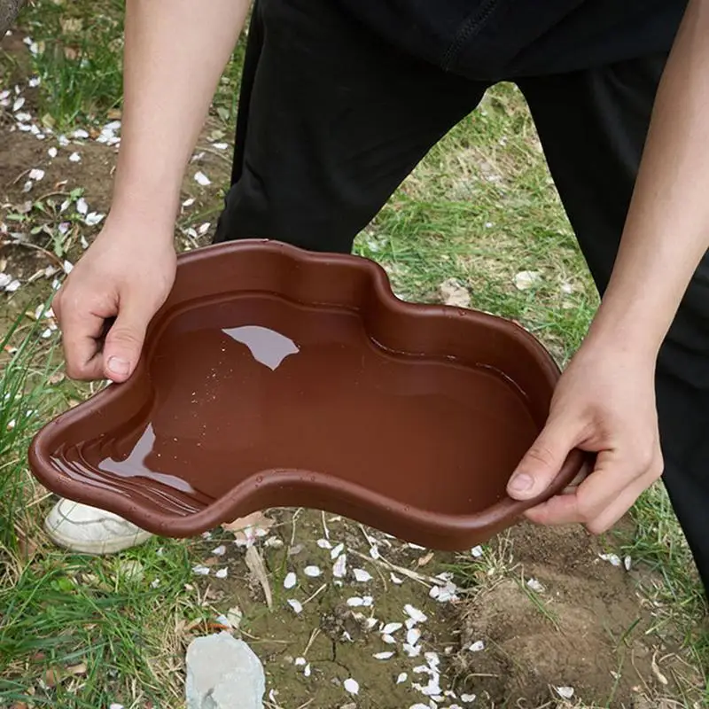 Plato de alimentación de tortuga para reptiles, piscina con rampa y terraza, adorno de acuario para Tortuga, dragón barbudo, Gecko Yard 5