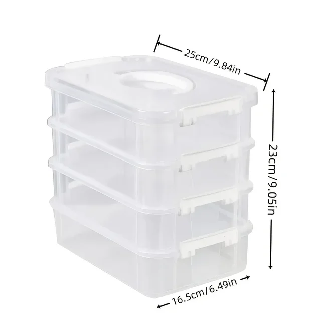 Boîte de rangement empilable Extra Large à 4 niveaux avec couvercle, organisateur en plastique transparent, boîte de rangement pour blocs de construction de jouets 4