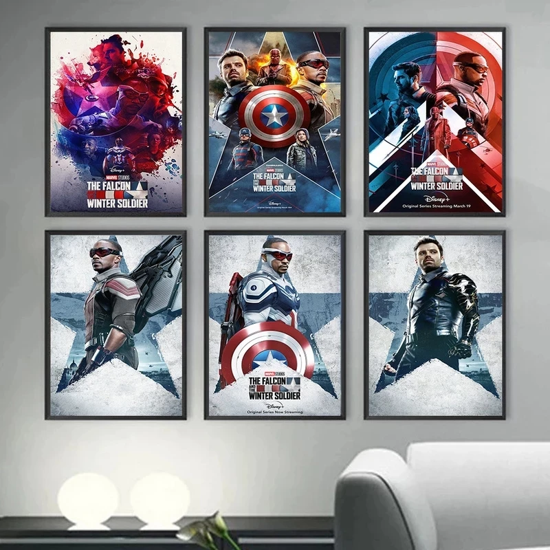 Disney Marvel Popular Tv Series Canvas Painting The Falcon And The Winter Soldier Poster Wall Art Print Picture Kid Room Decor