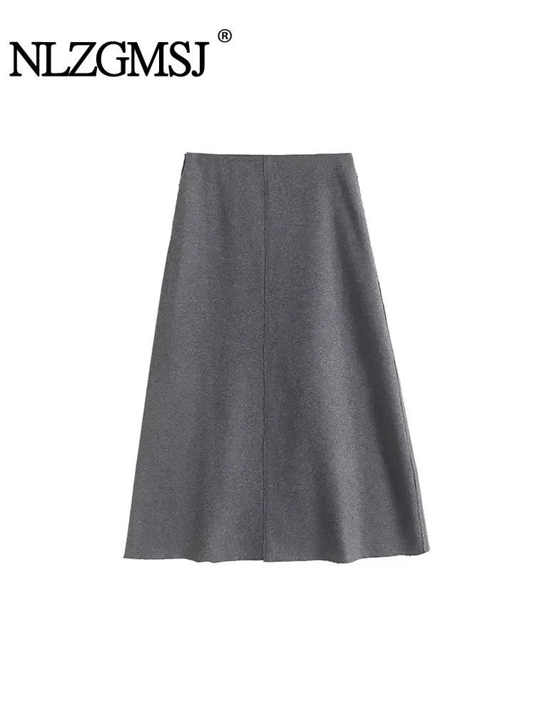 

Nlzgmsj TRAF 2024 Office Ladies Sexy Skirts Womens Medium Long OL Skirt Woman Female Girls Casual Cute Skirt Side With Zipper