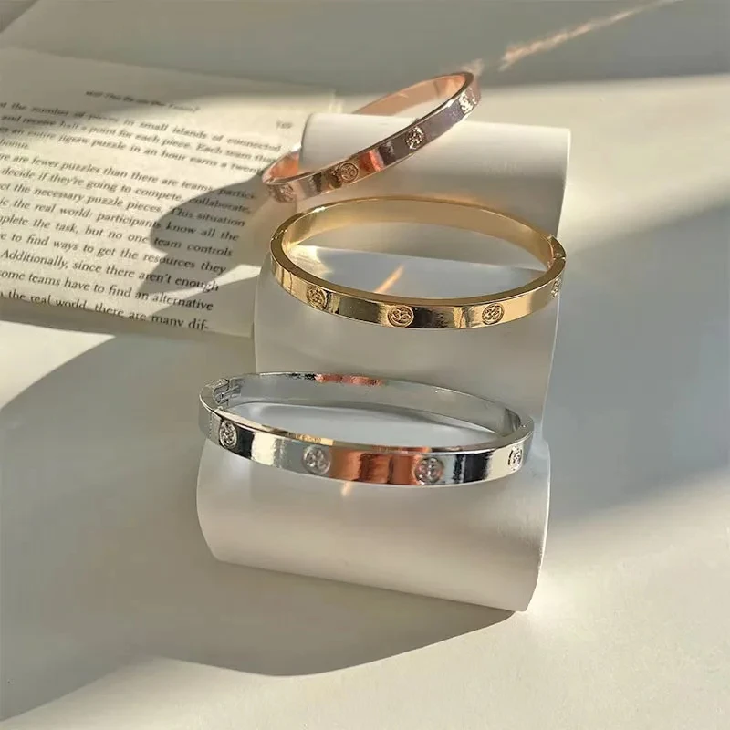 Bangle Bracelet Stainless Steel Bracelet 316L Cross Design Bracelets Bangle Gold Color Waterproof Stainless Steel Luxury Brand Bangles For Women Gift