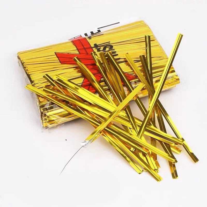 

Christmas Gift Packaging 800PCS Gold Plastic Twist Ties 8cm 10cm 12cm Reusable Bag Sealers Wholesale