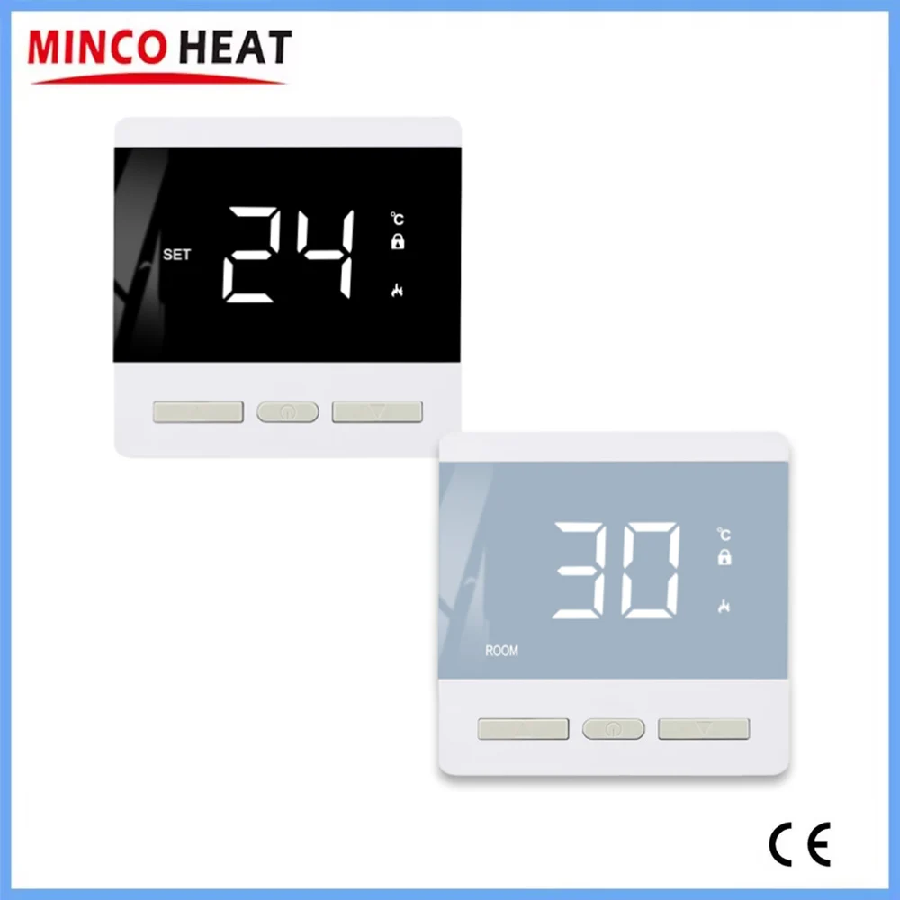 ตัวควบคุมอุณหภูมิห้องแบบดิจิตอลสำหรับทำความร้อนพื้น AC200~240V สูงสุด 25A 4500W พร้อมเซ็นเซอร์โพรบ 3 เมตร 1