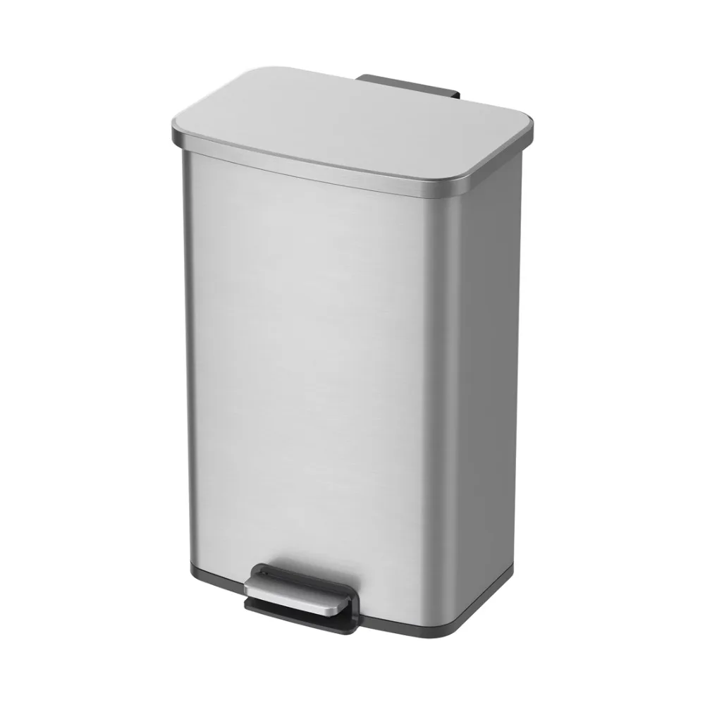 

Trash Can Large Capacity 13.2 Gallon Rectangular Stainless Steel Trash Can, Kitchen Step Trash Can