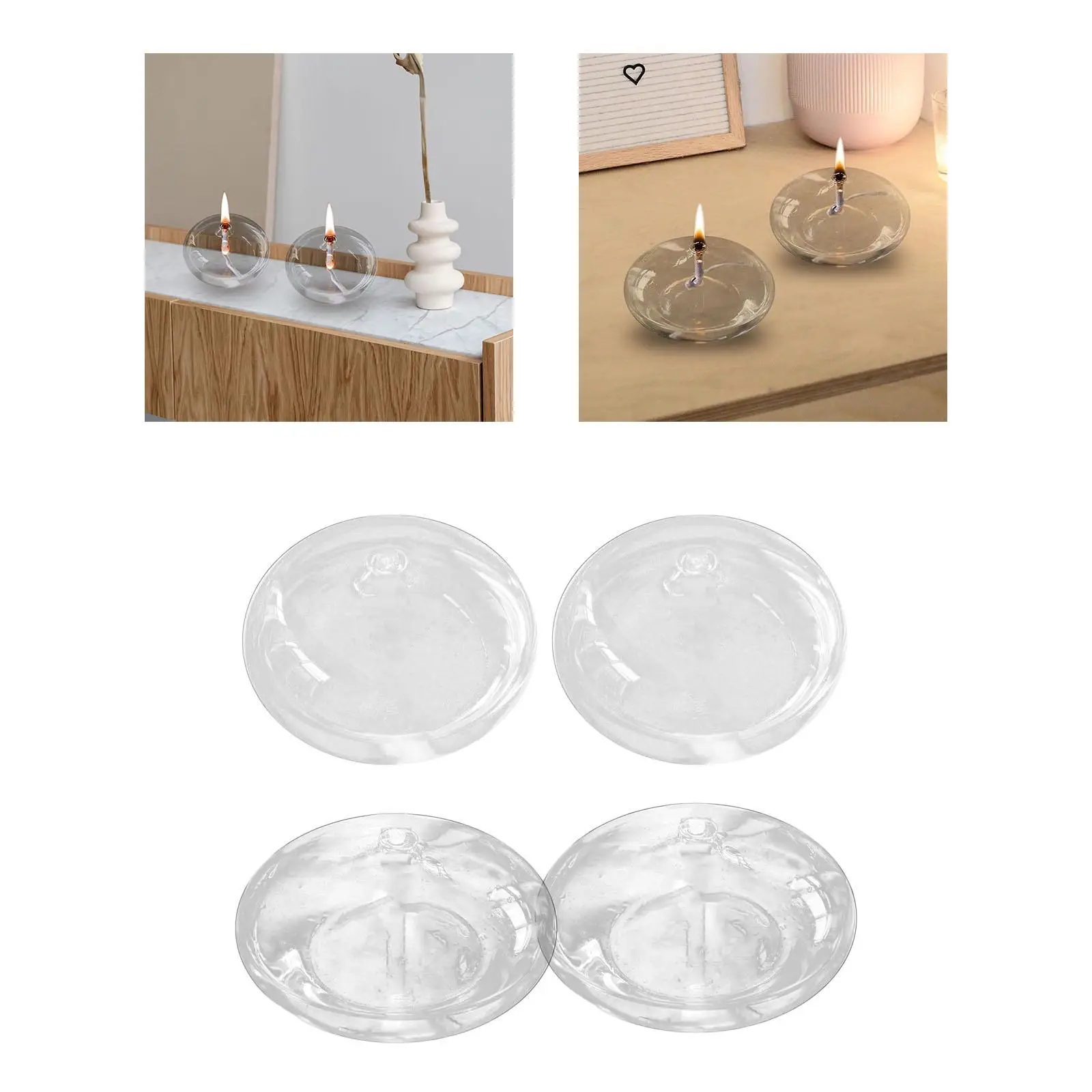 2 Pieces Refillable Oil Lamps Decorative Modern Transparent Oil Lights for Dining Household Restaurants Tabletop Indoor Use