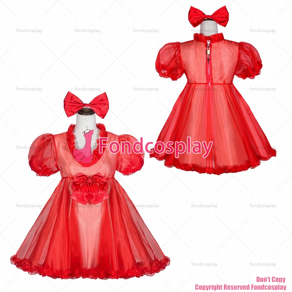 

Костюм для косплея, короткий, красный, из органзы, на заказ [G4053], горничная Сисси