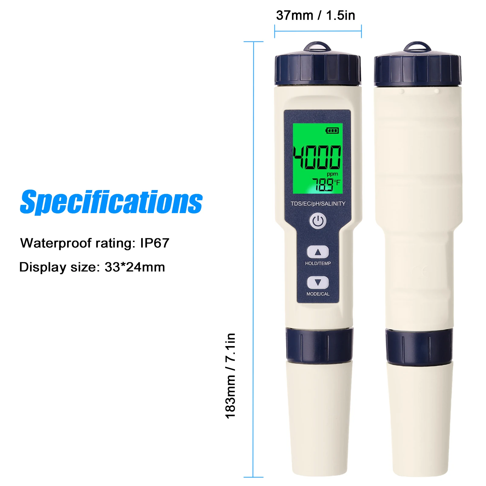 Achetez Testeur de Qualité de L'eau 5-paramètres Multi-paramètres Compteur  D'eau D'eau IP67 Digital LCD Qualité de la Qualité de L'eau ph / Tds / ec /  Temperture / Saliity Analyseur de Détecteur