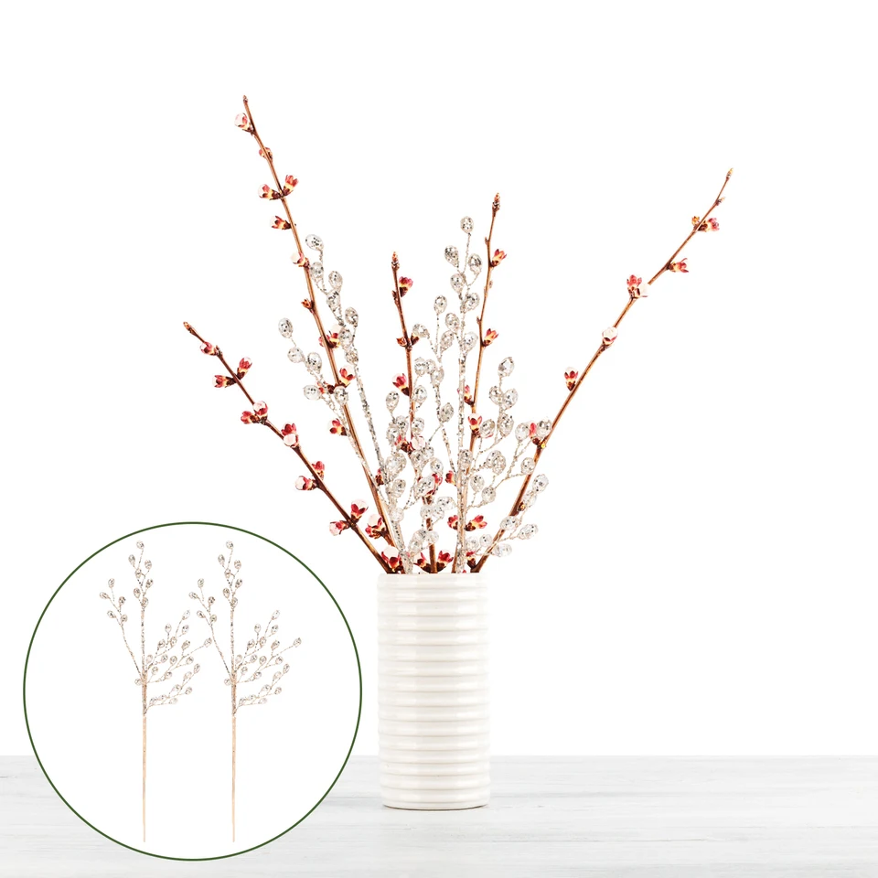 Alipis 5 Rami Di Bacche Artificiali – Rosse, Bianche, Rosa, Mirtillo E Vermiglio, In Schiuma, Per Decorazioni Natalizie E Fiori Finti, 30 Cm