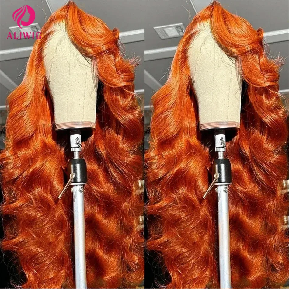 30 Inch Body Wave Orange Ginger Lace Front Wig
