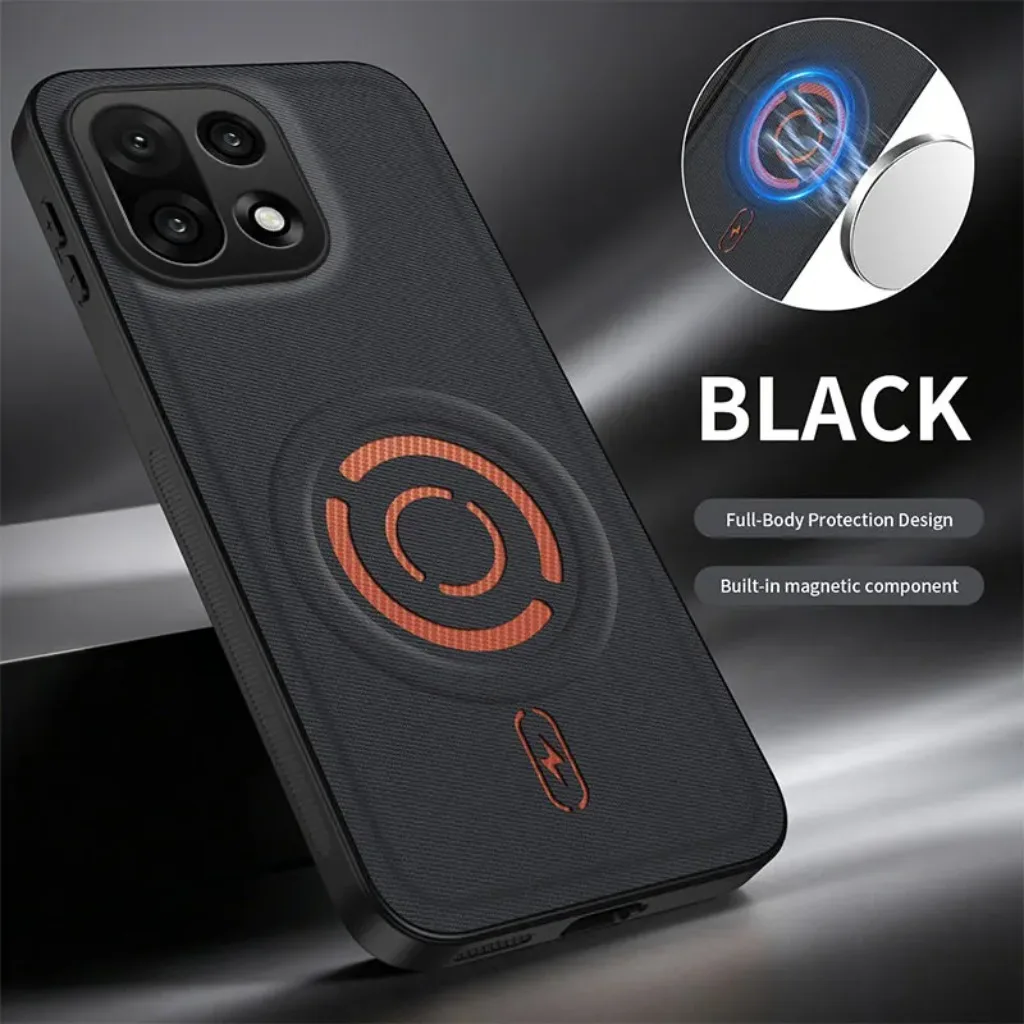 Tech Texture Magnetic Leather Phone Case - Anti-Oil Fingerprint & Shockproof Back Cover