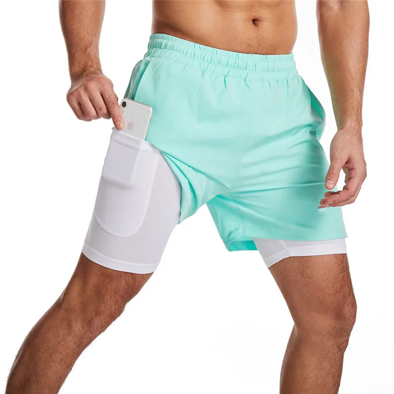 

2021 NEW Running Shorts Men 2 In 1 Double-deck Quick Dry Sport Shorts Fitness Jogging Workout Shorts Men gym Sports Short Pants