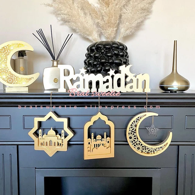 Wooden RAMADAN Kareem Ornaments Sign 2023 Eid Mubarak Table Decorations  Islamic Muslim Pendant Eid Al Adha Party Supplies - AliExpress