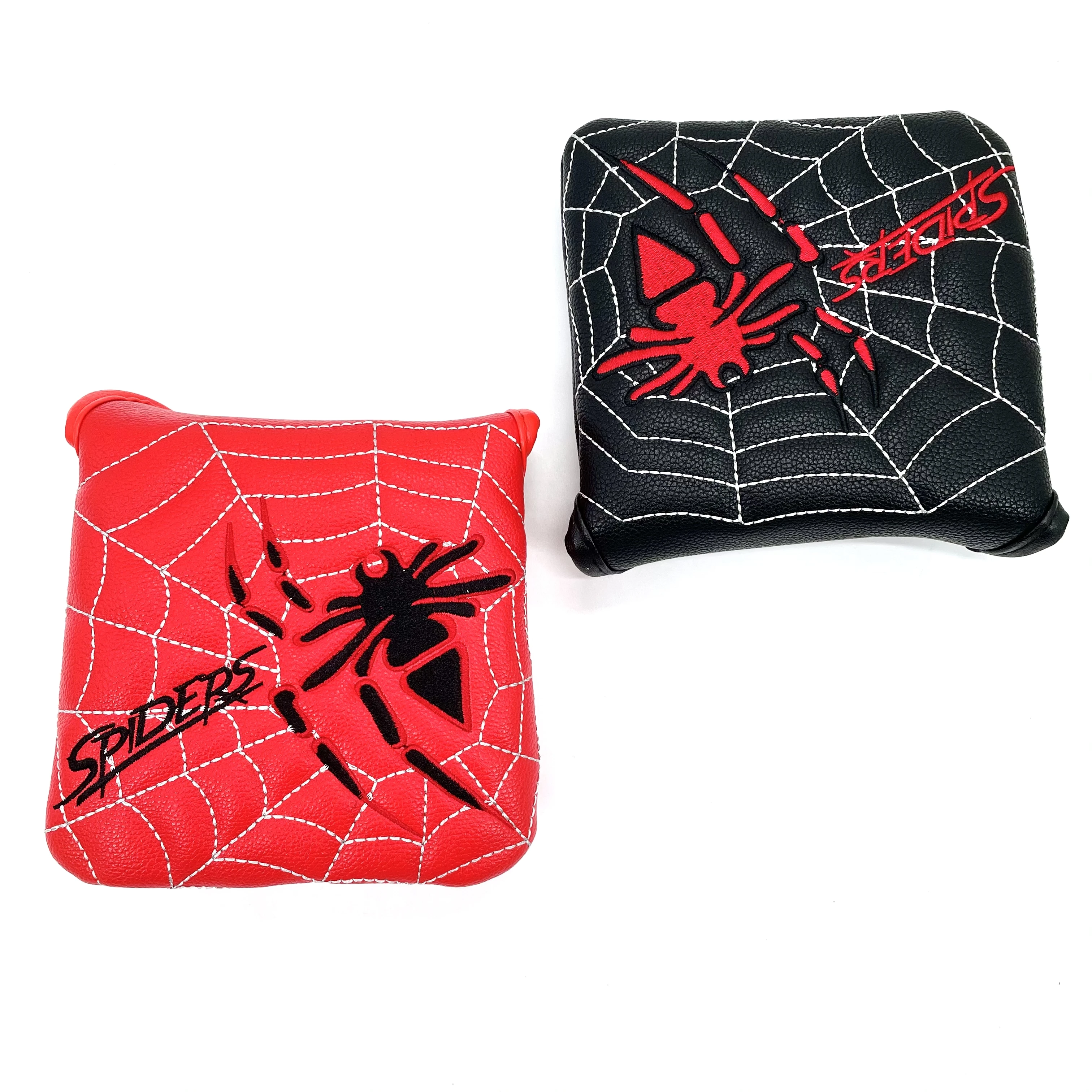 Spider Pattern Golf Putter Cover PU Leather Large Mallet Golf Head Cover Magnetic Closure Golf Head cover