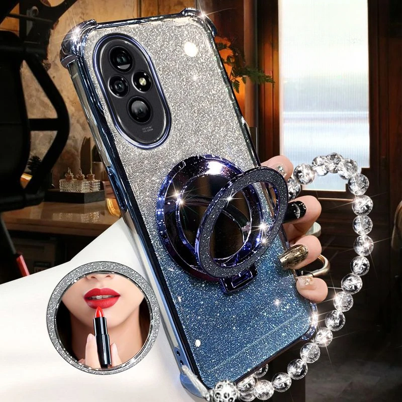 Sparkling Shockproof Plating Crystal Bracelet Magsafe Phone Holder Case