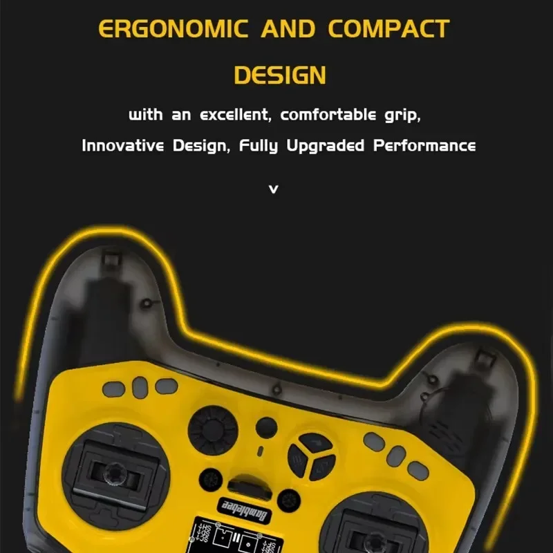 Détail des poignées de la radiocommande Jumper Bumblebee ELRS 2.4G Hall, texture antidérapante pour un confort optimal en drone FPV.